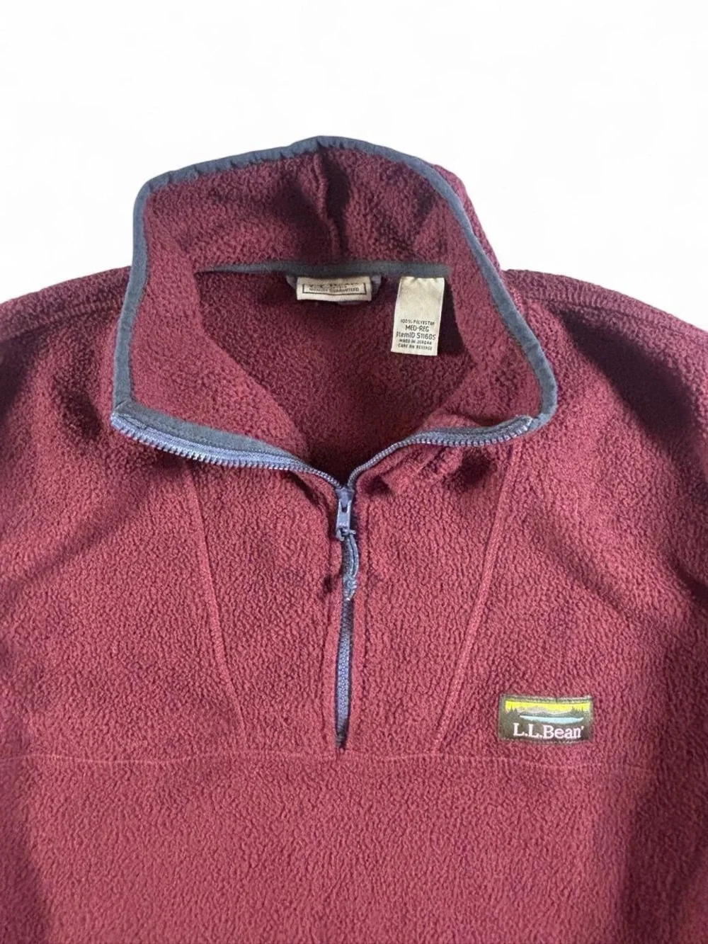 Vintage L.L. Bean Deep Pile Fleece Quarter Zip Pullover Maroon Medium